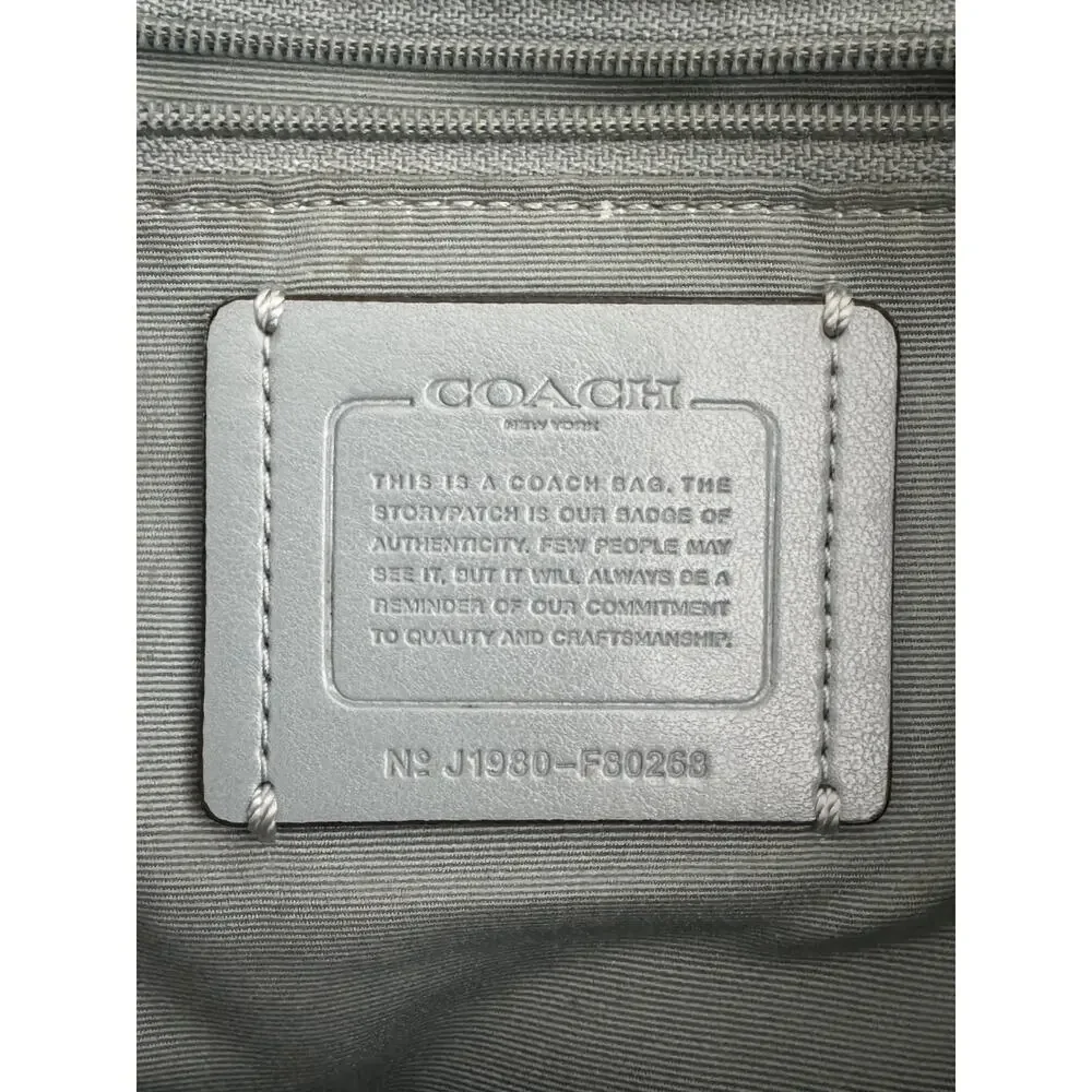 Coach Edie 31 Bag Womens Blue Pebbled Leather Shoulder Zip Pockets Gunmetal